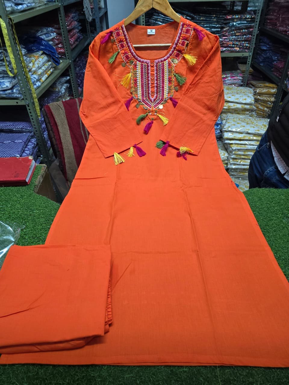 Pure Cotton Festive Embroidered Kurta Pant Set